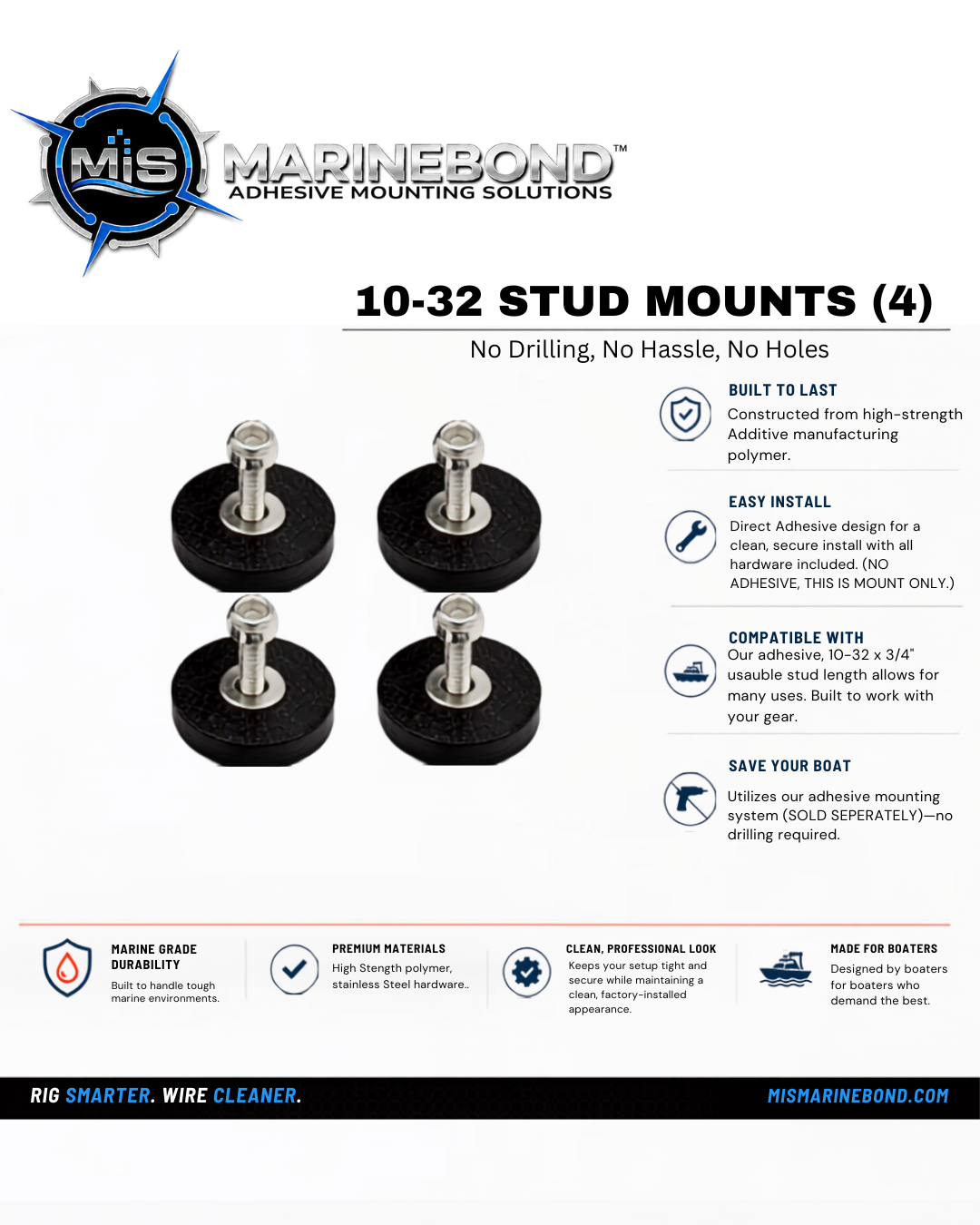 ANCHORSTUD™ (10-32) Stud Mounts (4)