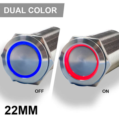 Dual Color Push Button Marine Switch | 22MM | Stainless Steel - MIS Marine