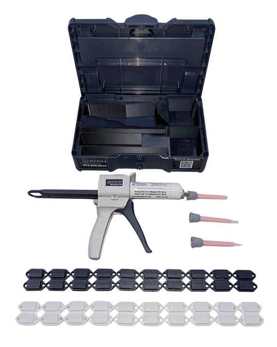 MARINEBOND Starter Kit with applicator gun, adhesive, mixing tips and 40 no-drill mounts