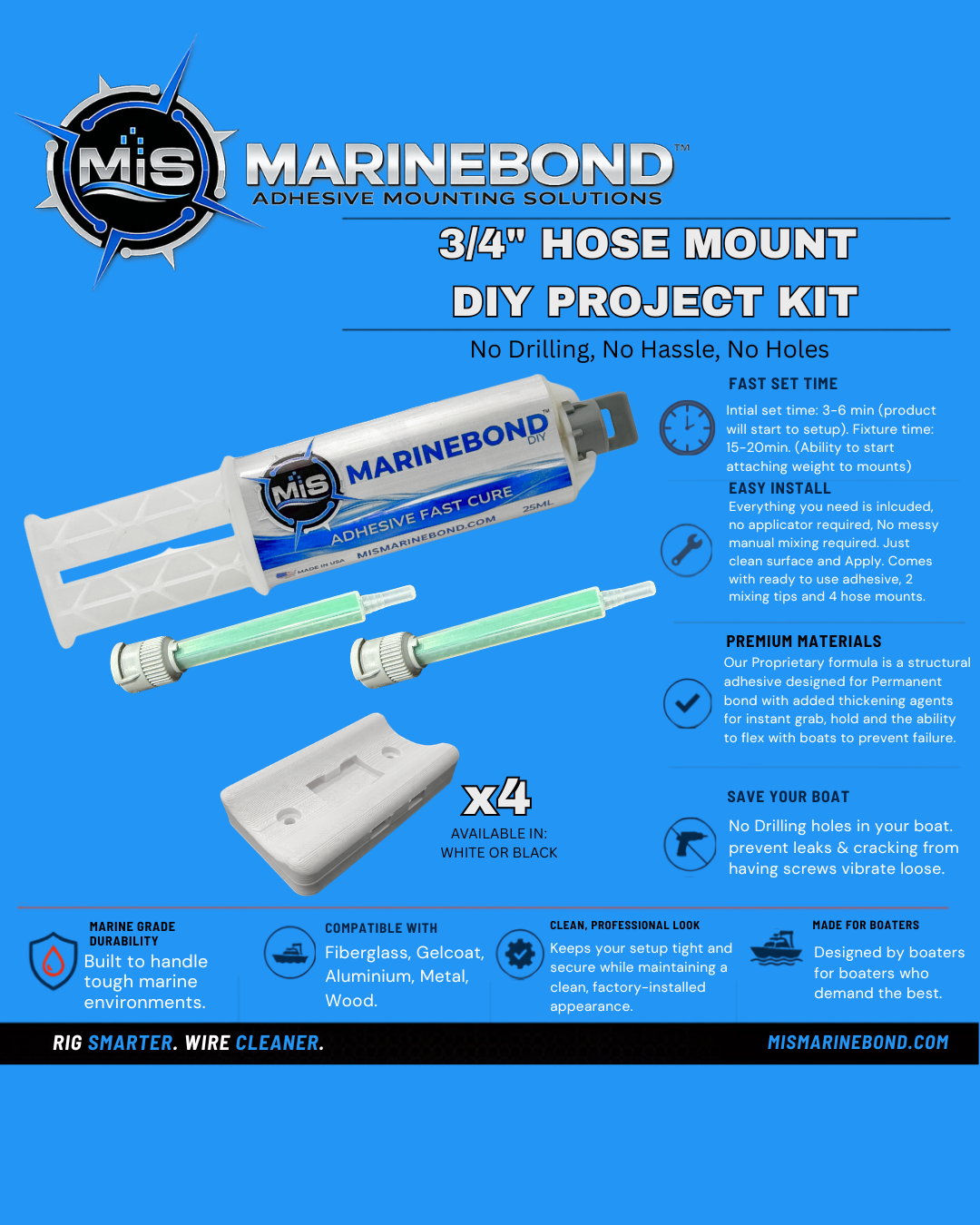 MARINEBOND™ (3/4") Hose mount DIY Single Project Kit